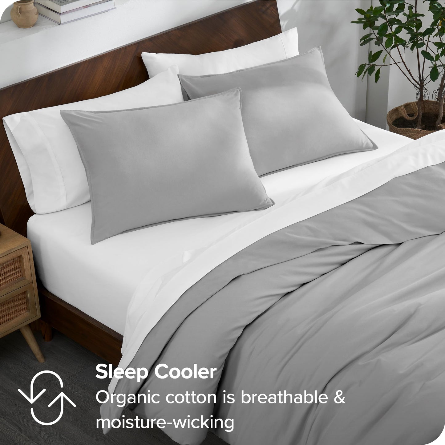 100% Organic Cotton Jersey Duvet Cover Set - Full/Queen Size - Ultra Soft - 100% Cotton - 3pcs - Corner Ties - Button Closure - Bedding Duvet Cover & Pillow Shams (Full/Queen, White)