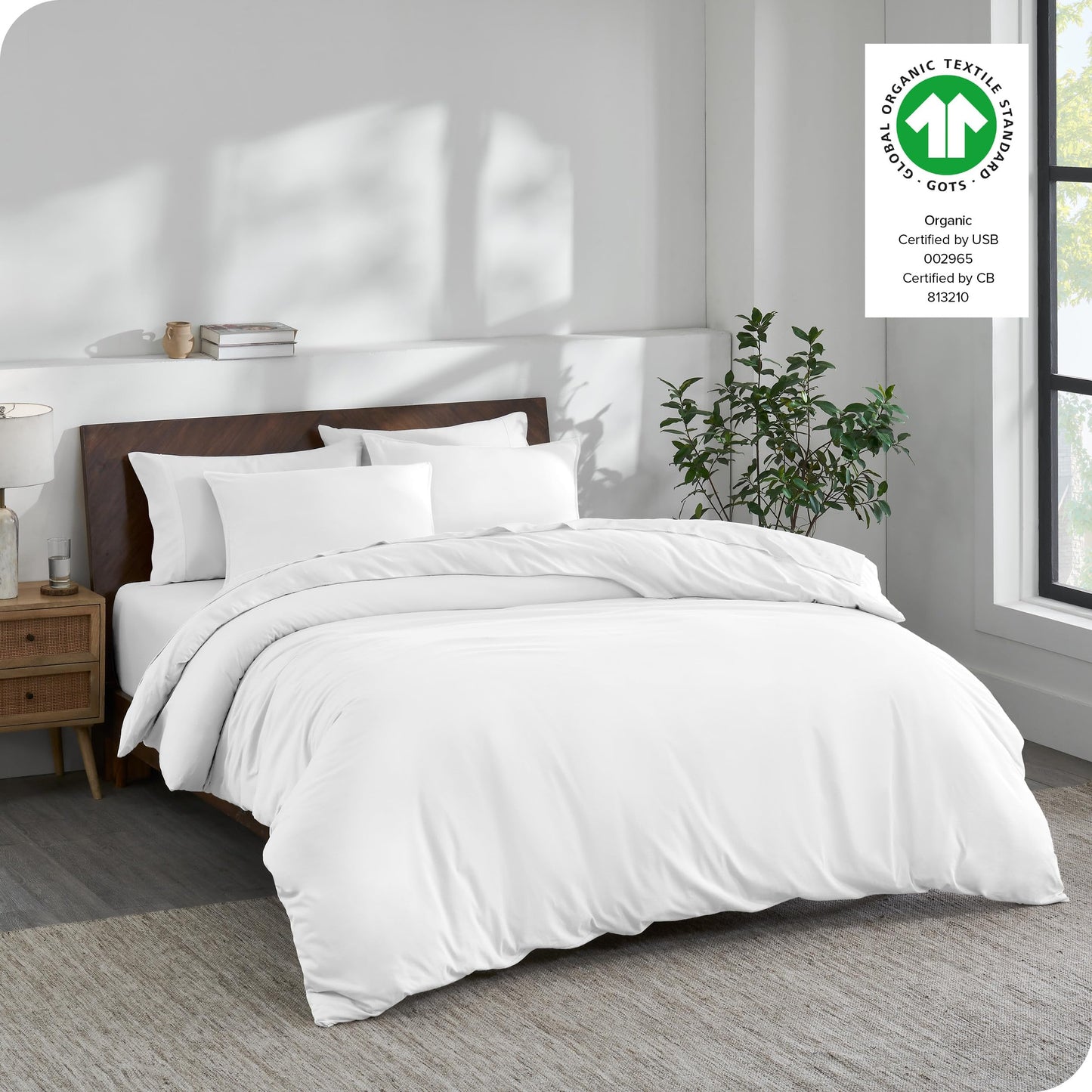 100% Organic Cotton Jersey Duvet Cover Set - Full/Queen Size - Ultra Soft - 100% Cotton - 3pcs - Corner Ties - Button Closure - Bedding Duvet Cover & Pillow Shams (Full/Queen, White)