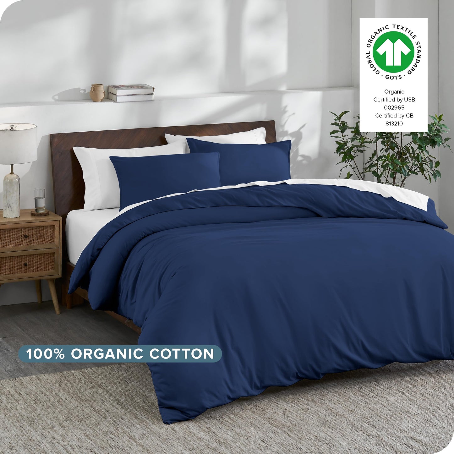 100% Organic Cotton Jersey Duvet Cover Set - Full/Queen Size - Ultra Soft - 100% Cotton - 3pcs - Corner Ties - Button Closure - Bedding Duvet Cover & Pillow Shams (Full/Queen, White)