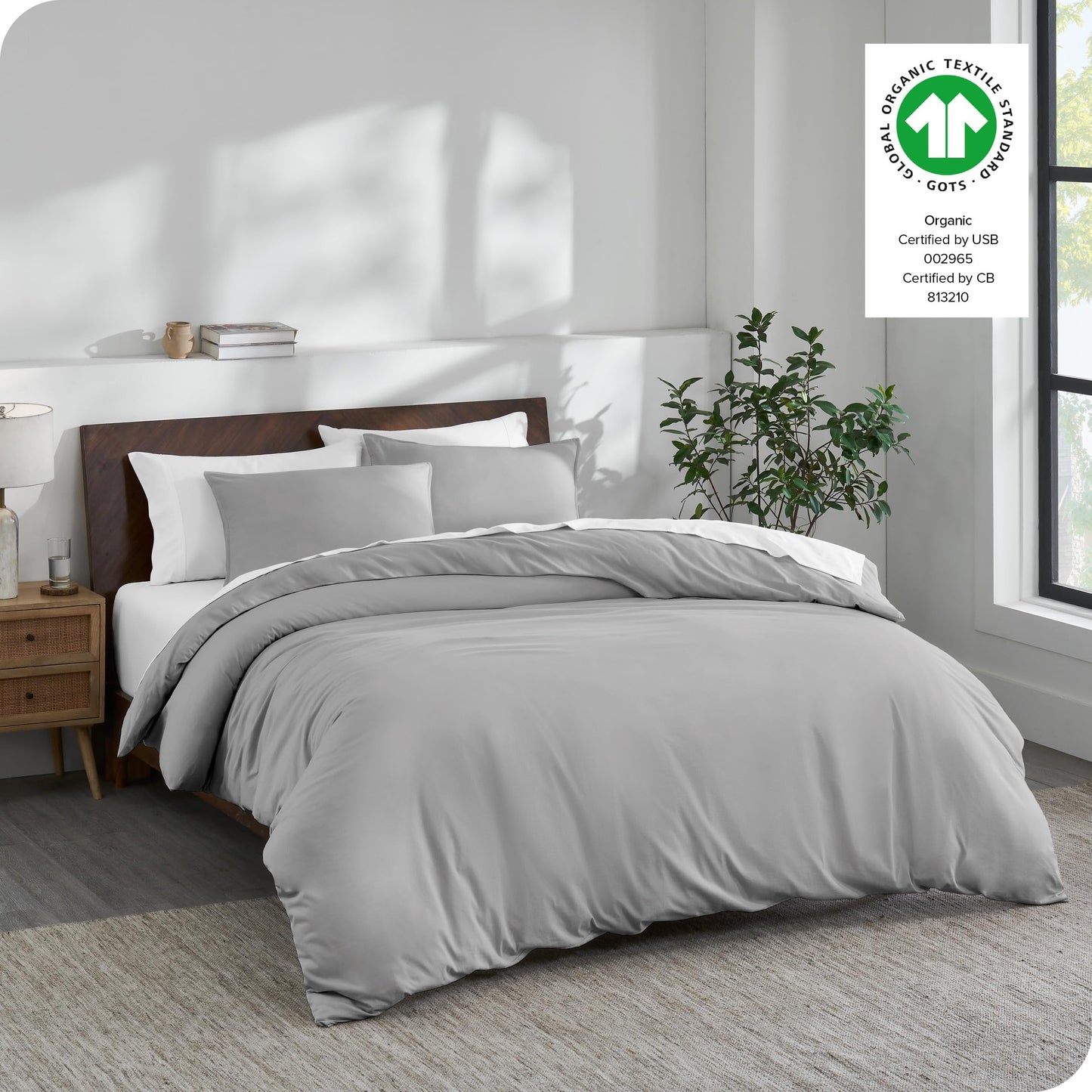 100% Organic Cotton Jersey Duvet Cover Set - Full/Queen Size - Ultra Soft - 100% Cotton - 3pcs - Corner Ties - Button Closure - Bedding Duvet Cover & Pillow Shams (Full/Queen, White)