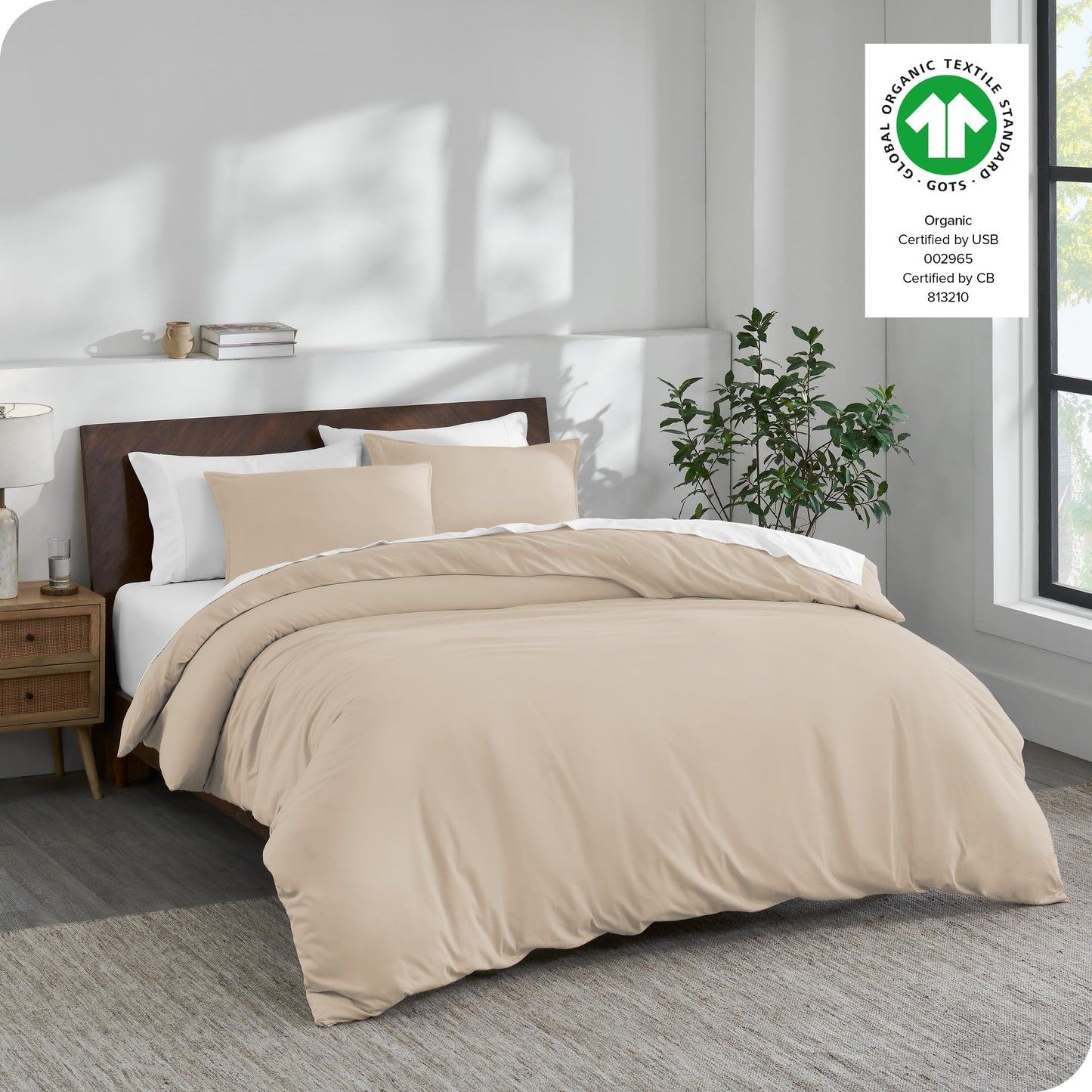 100% Organic Cotton Jersey Duvet Cover Set - Full/Queen Size - Ultra Soft - 100% Cotton - 3pcs - Corner Ties - Button Closure - Bedding Duvet Cover & Pillow Shams (Full/Queen, White)