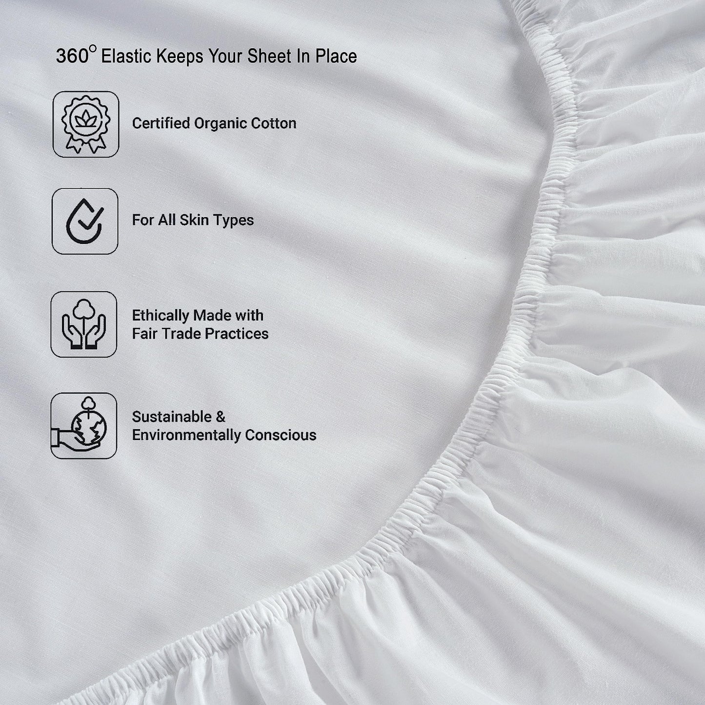 100% Organic Cotton King Size Sheets Set, 4Pc King Sheets, Soft Breathable Sheets King Size, Percale Weave, Hotel-Quality King Bed Sheets, 15" Deep Pocket King Sheet Set - White Bed Sheets